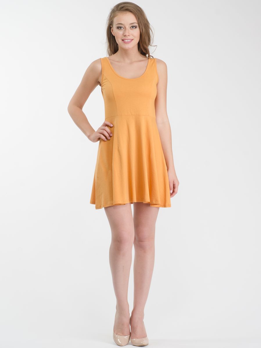 Платье Rocawear, цвет: желтый. R021636. Размер S (44)R021636 Платье Rocawear, цвет: желтый. R021636. Размер S (44)R021636Стильное платье мини-длины выполнено из натурального хлопка. Модель А-силуэта с круглым вырезом горловины и без рукавов.