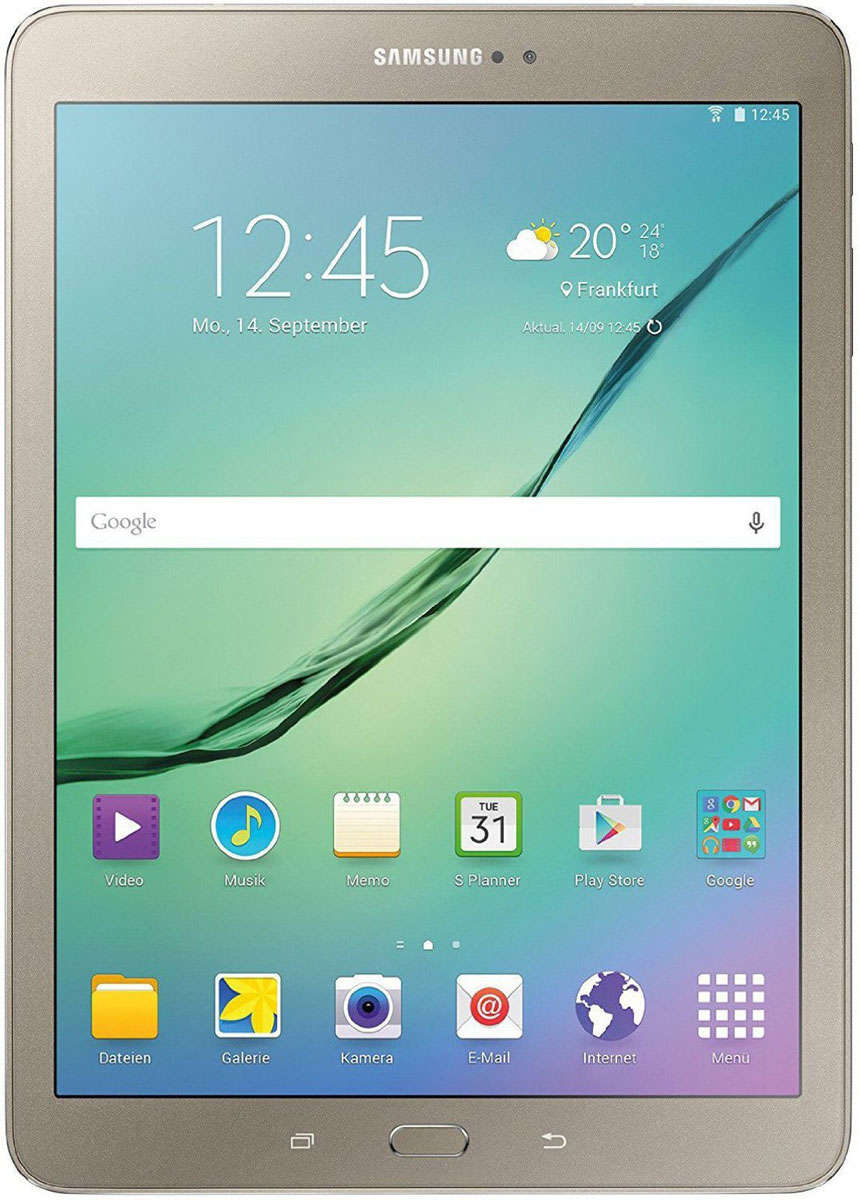 Samsung Galaxy Tab S2 8.0 SM-T719, GoldSM-T719NZDESER Samsung Galaxy Tab S2 8.0 SM-T719, GoldSM-T719NZDESERПланшет Samsung Galaxy Tab S2 выполнен из цельно металлического корпуса с толщиной всего 5.6 миллиметров и по праву является самым тонким планшетом в мире. При весе всего 272 грамма и диагональю 8 дюймов является еще и самым лёгким в своём сегменте. Стоит отметить и форм-фактор дисплея, с соотношение сторон 4:3, с таким дисплеем гораздо комфортнее пользоваться социальными сетями и интернет браузером или просто читать книгу.Планшет Samsung Galaxy Tab S2 обладает потрясающим Super AMOLED дисплеем с разрешением 2048x1536 пикселей. Два четырёхъядерных процессоров с чистотой 1,9 ГГц и 1,3 ГГц, 3 гигабайта оперативной памяти и 32 встроенной, которую можно увеличить картой памяти MicroSD до 128 гигабайт. Основная камера, делает отличные фото даже при слабом освещении, благодаря 8 мегапикселям и светосилы 1.9, а фронтальная, 2.1 мегапикселя для скайпа и селфи. Для зашиты персональных данных воспользуйтесь инновационным сканером отпечатка пальцев. Или блокируйте планшет по отпечатку. Чтобы разблокировать, просто прикоснитесь с кнопке Home.Планшет Samsung Galaxy Tab S2 работает под самой инновационной мобильной операционной системой Android 5.0, Lollipop, которая обеспечивает работу сразу в нескольких приложениях на одном экране. Для работы с офисными документами на планшете уже установлен пакет Microsoft Office, который работает со всеми стандартными документами. Для более длительной работы вы можете использовать режим максимально энергосбережения и продлить работу планшета в несколько раз. Планшет имеет режим специально предназначенный для детей, в котором вы можете ограничь доступ к файлам и приложениям, а так же ограничить время работы.Планшет сертифицирован EAC и имеет русифицированный интерфейс, меню и Руководство пользователя.
