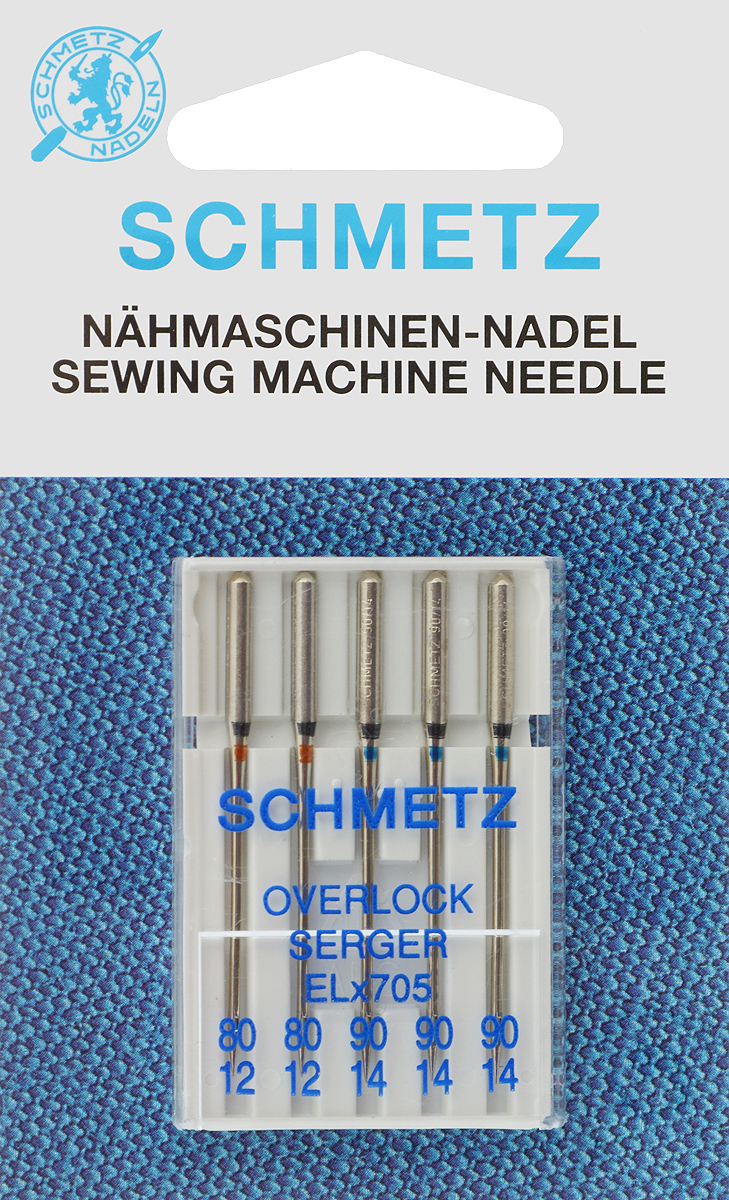 Иглы для оверлоков Schmetz, №80, 90, 5 шт22:40.2.VZS Иглы для оверлоков Schmetz, №80, 90, 5 шт22:40.2.VZSСпециальные иглы Schmetz, выполненные из никеля, подходят для оверлоков всех марок. В набор входят иглы, которые идеально подходят для обметывания срезов текстильных материалов. Каждая игла имеет цветовой код.В комплекте пластиковый футляр для переноски и хранения.Система игл: ELx705.Номера игл: 80/12 (2 шт.), 90/14 (3 шт.).