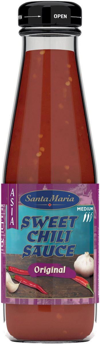 Santa Maria сладкий соус чили, 200 мл3454 Santa Maria сладкий соус чили, 200 мл3454Традиционный и самый распространенный сладкий соус Чили известен также под названием азиатский кетчуп. Придает блюдам отличный аромат и характерный остро-сладкий вкус. Применяется для приготовления восточных тушеных блюд из мяса, рыбы, птицы, морепродуктов и овощей.Сладкий соус Чили используется при запекании или обжаривании, а также может быть основой для маринада. Добавляется как до начала тепловой обработки, так и в процессе. Можно использовать как самостоятельный дип-соус к рыбе, мясу, птице или спринг роллам.Уважаемые клиенты! Обращаем ваше внимание, что полный перечень состава продукта представлен на дополнительном изображении.