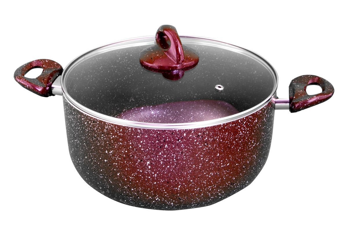 Кастрюля Pomi d’Oro Marrone с крышкой, с антипригарным покрытием, 5 л77.858@24040 / CL2604 Marrone Кастрюля Pomi d’Oro Marrone с крышкой, с антипригарным покрытием, 5 л77.858@24040 / CL2604 MarroneКастрюля Pomi d’Oro Marrone изготовлена из высококачественного алюминия с антипригарным покрытием. Она отлично проводит тепло и не впитывает в себя вредных для человека химических соединений. Мраморное покрытие отличается не только красивым внешним видом, но и устойчивостью к царапинам, долговечностью и прочностью.Кастрюля оснащена крышкой, изготовленной из стекла, и двумя удобными бакелитовыми ручками. Прозрачность позволяет наблюдать за процессом приготовления.Это идеальный подарок для современных хозяек, которые следят за своим здоровьем и здоровьем своей семьи. Эргономичный дизайн и функциональность позволят вам наслаждаться процессом приготовления любимых, полезных для здоровья блюд.Кастрюля подходит для газовых и электрических плит. Можно мыть в посудомоечной машине.Высота стенки: 14 см.Диаметр кастрюли: 27 см.Ширина кастрюли (с учетом ручек): 34,5 см.