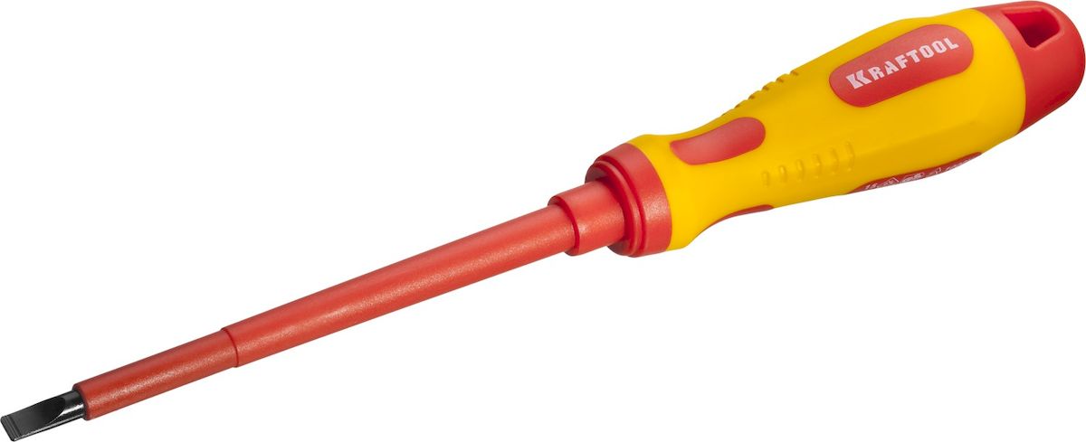 Отвертка Kraftool Expert, высоковольтовая, SL, 5,5 х 125 мм250083-5.5-125 Отвертка Kraftool Expert, высоковольтовая, SL, 5,5 х 125 мм250083-5.5-125Профессиональная диэлектрическая отвертка KRAFTOOL X-Drive серии EXPERT предназначена для работ с высочайшим уровнем безопасности под напряжением до 1000В. Отвертка оснащена эргономичной рукояткой с нескользящим покрытием и стержнем SlimFit для работы в труднодоступных местах.Длина рабочей части: 125 мм.Ширина рабочей части: 1 мм.