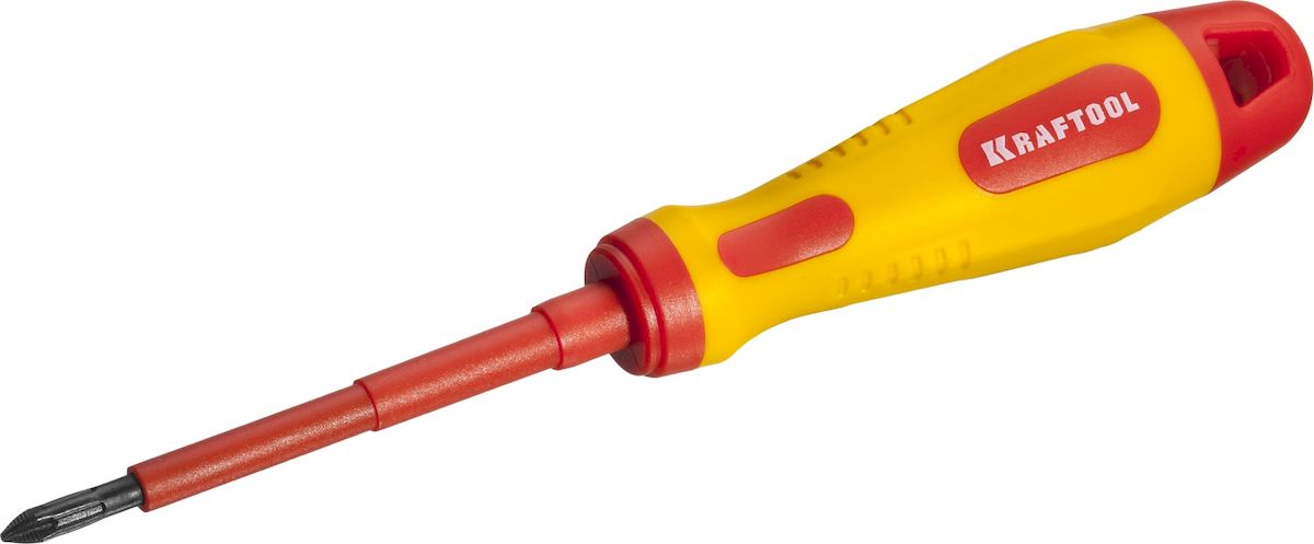 Отвертка Kraftool Expert, высоковольтная, PH 1, 80 мм250084-1-080 Отвертка Kraftool Expert, высоковольтная, PH 1, 80 мм250084-1-080Профессиональная диэлектрическая отвертка KRAFTOOL X-Drive серии EXPERT предназначена для работ с высочайшим уровнем безопасности под напряжением до 1000В. Отвертка оснащена эргономичной рукояткой с нескользящим покрытием и стержнем SlimFit для работы в труднодоступных местах.Длина рабочей части: 80 мм.Размер рабочей части: PH 1.