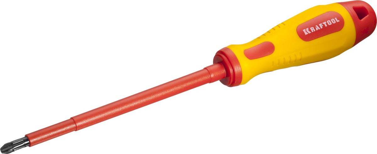 Отвертка Kraftool Expert, высоковольтная, PH 3, 150 мм250084-3-150 Отвертка Kraftool Expert, высоковольтная, PH 3, 150 мм250084-3-150Профессиональная диэлектрическая отвертка KRAFTOOL X-Drive серии EXPERT предназначена для работ с высочайшим уровнем безопасности под напряжением до 1000В. Отвертка оснащена эргономичной рукояткой с нескользящим покрытием и стержнем SlimFit для работы в труднодоступных местах.Длина рабочей части: 150 мм.Размер рабочей части: PH 3.