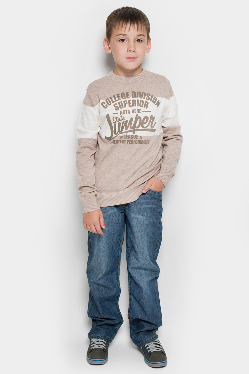 Джемпер для мальчика Nota Bene, цвет: бежевый, белый. WK5307-18. Размер 152