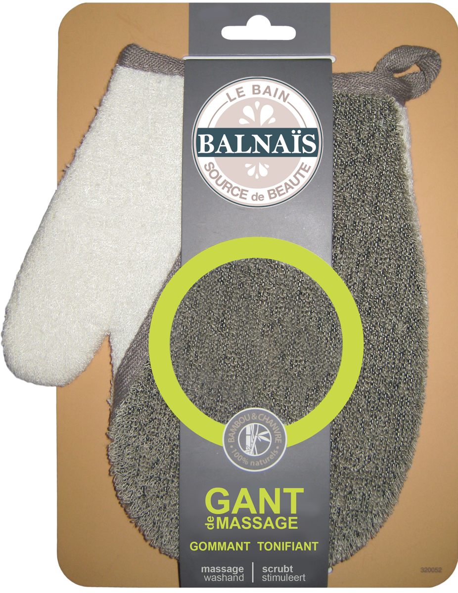 Balnais Массажная рукавица из бамбука и конопли200522 Balnais Массажная рукавица из бамбука и конопли200522Качественные волокна бамбука и люфы Бальнэ обеспечивают: комфортное мытье без раздражений кожи; комфортное отшелушивание без покраснений кожи; комфортный лимфодренажный массаж; стимулирует кровообращение; улучшает энергетический баланс кожи. Подходит людям с проблемной кожей.