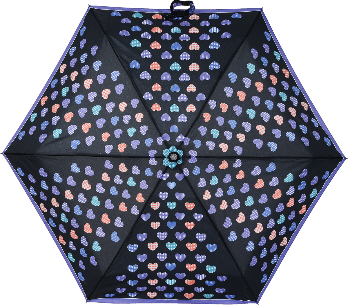 Зонт женский Henry Backer, 5 сложений, цвет: черный. U34201 Funny hearts