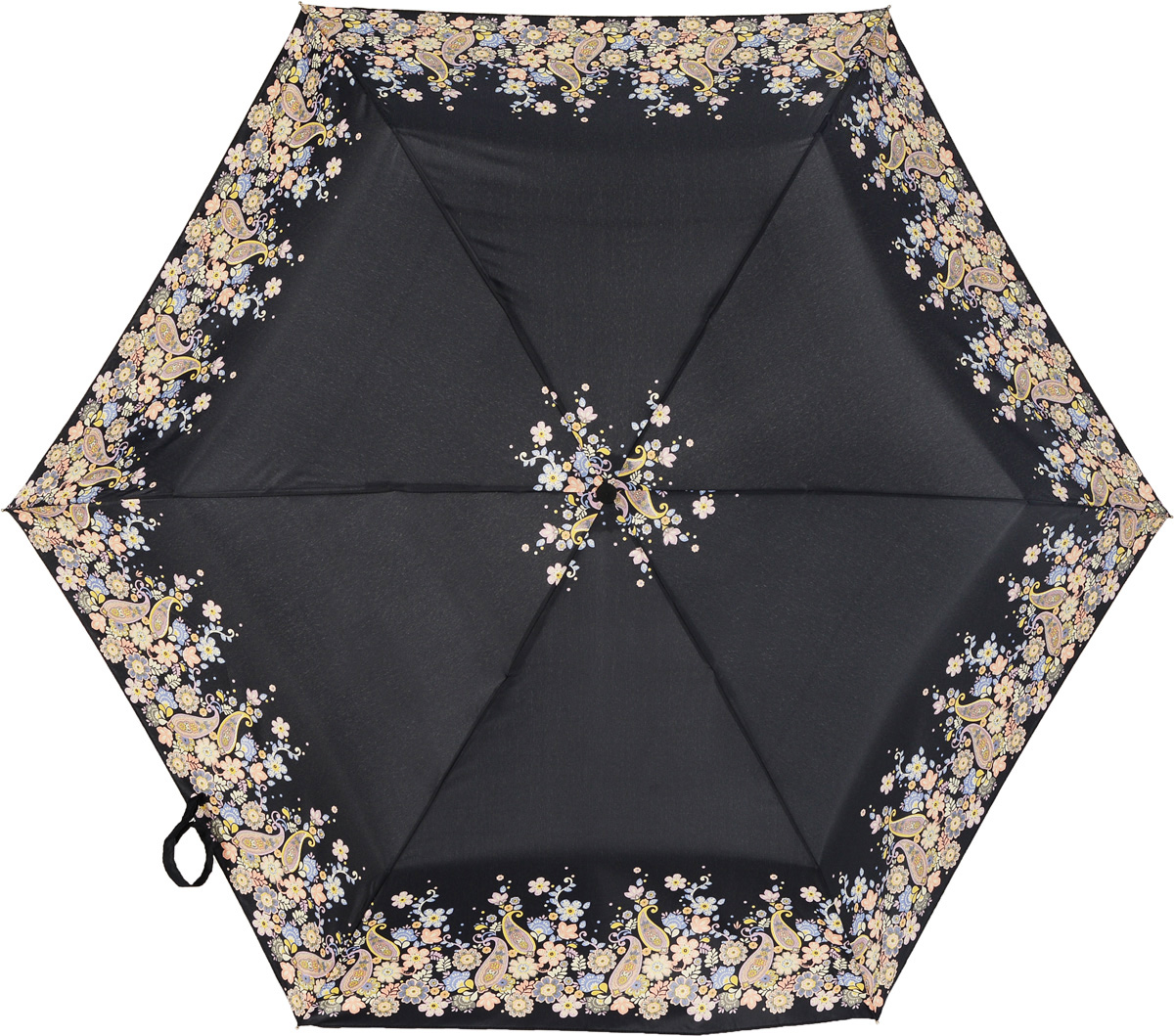 Зонт женский Fulton, автомат, 3 сложения, цвет: черный, золотой. J739-3052