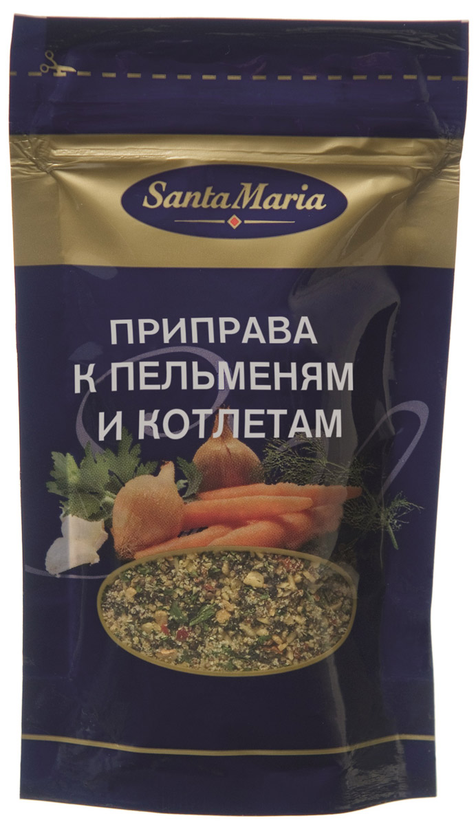 Santa Maria Приправа к пельменям и котлетам, 30 г13007 Santa Maria Приправа к пельменям и котлетам, 30 г13007Приправа Santa Maria подходит для котлет и других блюд из фарша.Добавьте приправу в кипящую воду при варке пельменей и приготовьте соус к пельменям, добавив приправу в сметану.