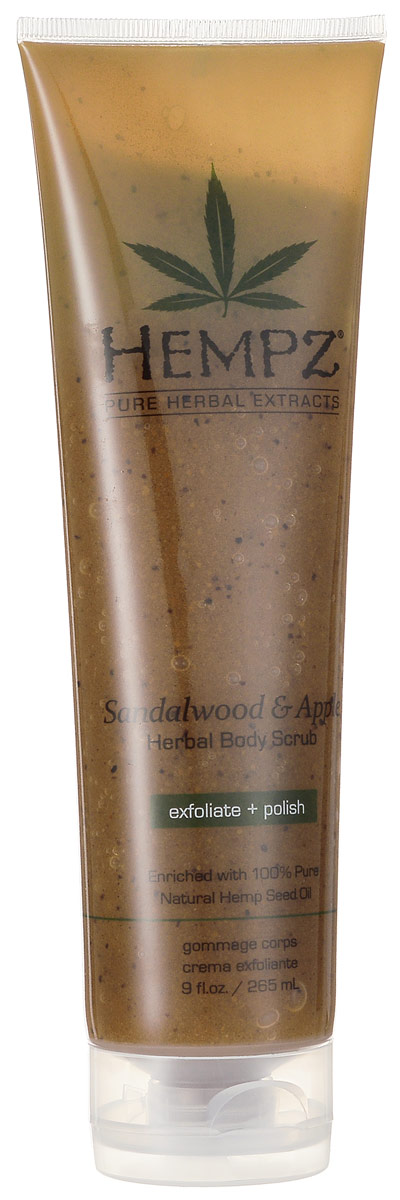 Hempz Скраб для тела Sandalwood and Apple Body Scrub 265 мл110-1273-03 Hempz Скраб для тела Sandalwood and Apple Body Scrub 265 мл110-1273-03Скраб для тела от Hempz безупречно удаляет с поверхности кожи ороговевший слой. Регулярное использование скраба устраняет закупоривания пор и раздражение. Средство эффективно поддерживает гидробаланс кожи, обладает мягким очищающим и разглаживающим эффектом. Уникальная формула скраба с содержанием экстракта конопляных семян превосходно защищает кожу от негативных внешних воздействий.Состав активных компонентов: алоэ вера, кожура грецкого ореха, кожура и экстракт семян конопли, экстракт сандалового дерева и яблока, конопляное масло.