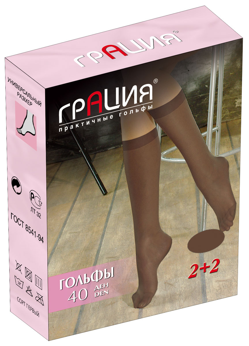 Гольфы женские Грация 40, цвет: дымчатый, 2 пары. Размер универсальныйГольфы 40 Гольфы женские Грация 40, цвет: дымчатый, 2 пары. Размер универсальныйГольфы 40Стильные женские гольфы Грация 40, изготовленные из высококачественного эластичного полиамида, идеально подойдут для повседневной носки. Входящий в состав материала полиамид обеспечивает износостойкость, а эластан позволяет гольфам легко тянуться, что делает их комфортными в носке.Шелковистые гольфы легко тянутся. Гладкие и мягкие на ощупь, они имеют укрепленный мысок. Идеальное облегание и комфорт гарантированы при каждом движении. Плотность: 40 den. В комплекте 2 пары.