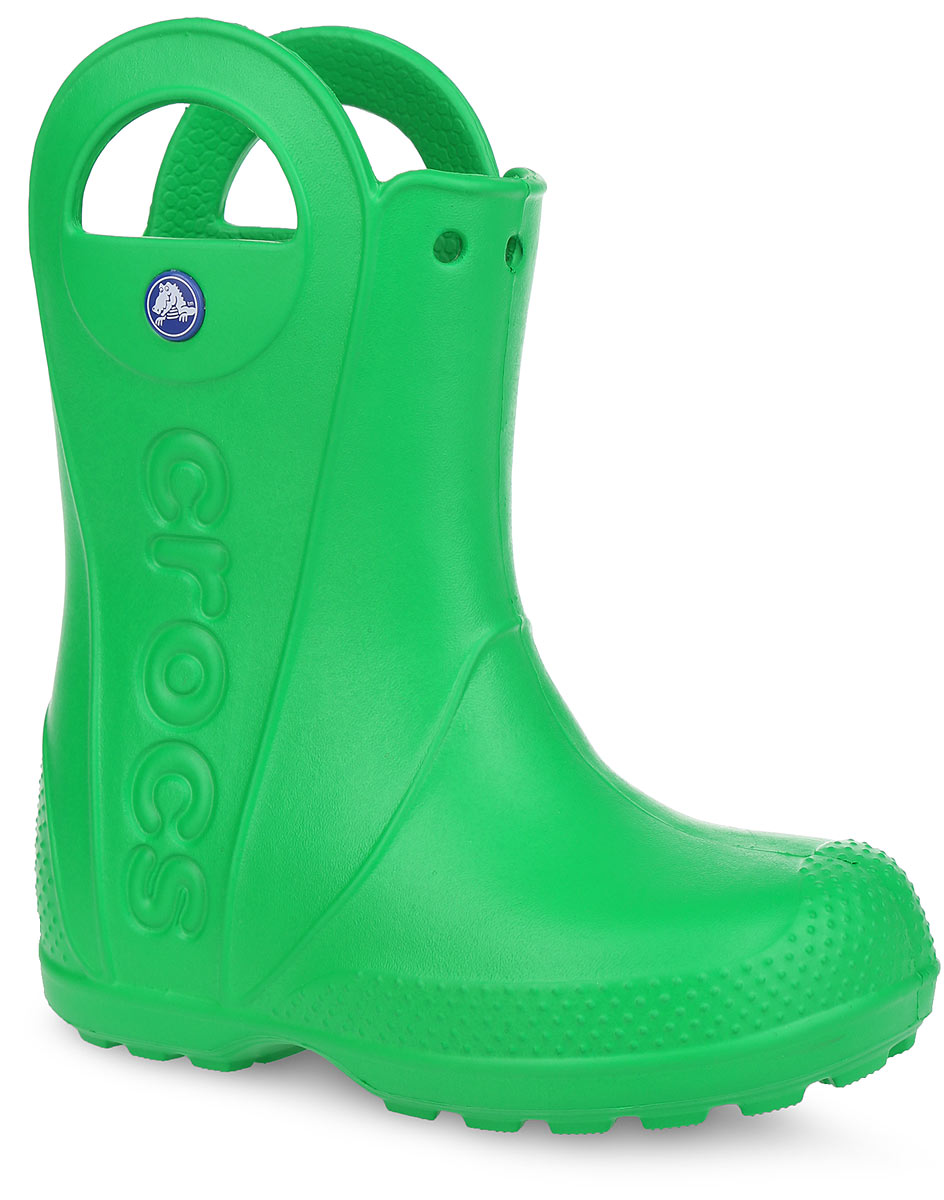 Сапоги резиновые детские Crocs Handle It Rain Boot, цвет: зеленый. 12803-3E8. Размер C12 (29)