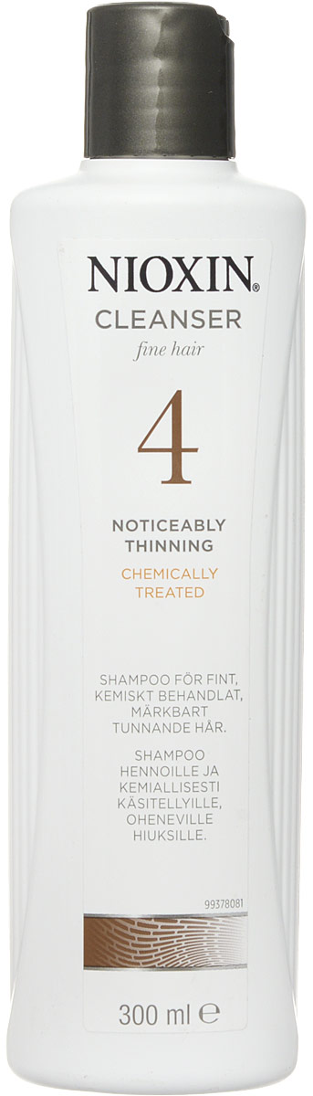 Nioxin Cleanser Очищающий шампунь (Система 4) System 4, 300 мл81274164 Nioxin Cleanser Очищающий шампунь (Система 4) System 4, 300 мл81274164Шампунь очищающий Система 4 Cleanser System 4 Nioxin предназначен для тонких и ослабленных волос, которые были агрессивно окрашены или подверглись химической обработке. Средство нейтрализует остатки химии и защищает волосы от внешнего влияния. Также шампунь от Ниоксин увлажняет кожу головы и заботится об интенсивности цвета окрашенных волос.