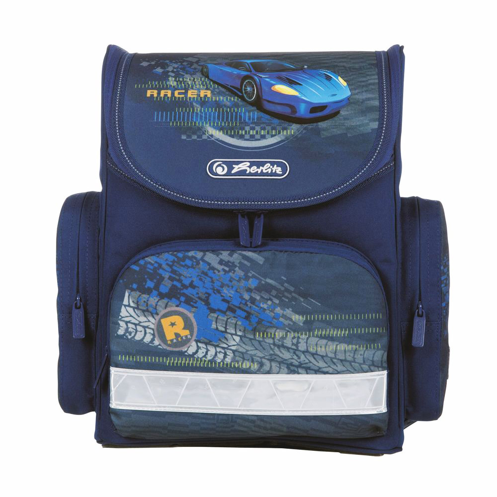 Herlitz Ранец школьный Blue Racer11408259 Herlitz Ранец школьный Blue Racer11408259Школьный ранец Herlitz Blue Racer выполнен из легкого и прочного материала.Ранец имеет одно основное отделение, закрывающееся на молнию с двумя бегунками. Клапан полностью откидывается, что существенно облегчает пользование ранцем. На внутренней части клапана находится прозрачный пластиковый кармашек, в который можно поместить данные о владельце ранца. Внутри главного отделения расположена мягкая перегородка для тетрадей или учебников. На лицевой стороне ранца расположен накладной карман на застежке-молнии. По бокам ранца размещены два накладных кармана на молнии.Ортопедическая спинка, созданная по специальной технологии из дышащего материала, равномерно распределяет нагрузку на плечевые суставы и спину. В нижней части спинки расположен поясничный упор - небольшой валик, на который при правильном ношении ранца будет приходиться основная нагрузка.Изделие оснащено удобной ручкой для переноски в руке и двумя широкими лямками, регулируемой длины. У ранца имеются светоотражатели. Дно ранца из прочного материала легко очищается от загрязнений.Многофункциональный школьный ранец станет незаменимым спутником вашего ребенка в походах за знаниями.Вес ранца без наполнения: 740 г.Рекомендуемый возраст: от 6 лет.