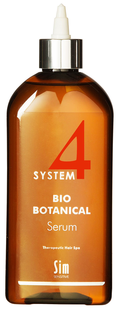 SIM SENSITIVE Био Ботаническая Сыворотка SYSTEM 4 Bio Botanical Serum, 500 мл5326 SIM SENSITIVE Био Ботаническая Сыворотка SYSTEM 4 Bio Botanical Serum, 500 мл5326КАК РАБОТАЕТ:сыворотка – главный и наиболее сильный препарат в комплексе за счет входящих в состав растительных экстрактов репейника, настурции, крапивы, розмарина, а также комплекса витаминов C, E, PP, B6. Стимулирует активное деление клеток волосяных фолликул и утолщение волос.