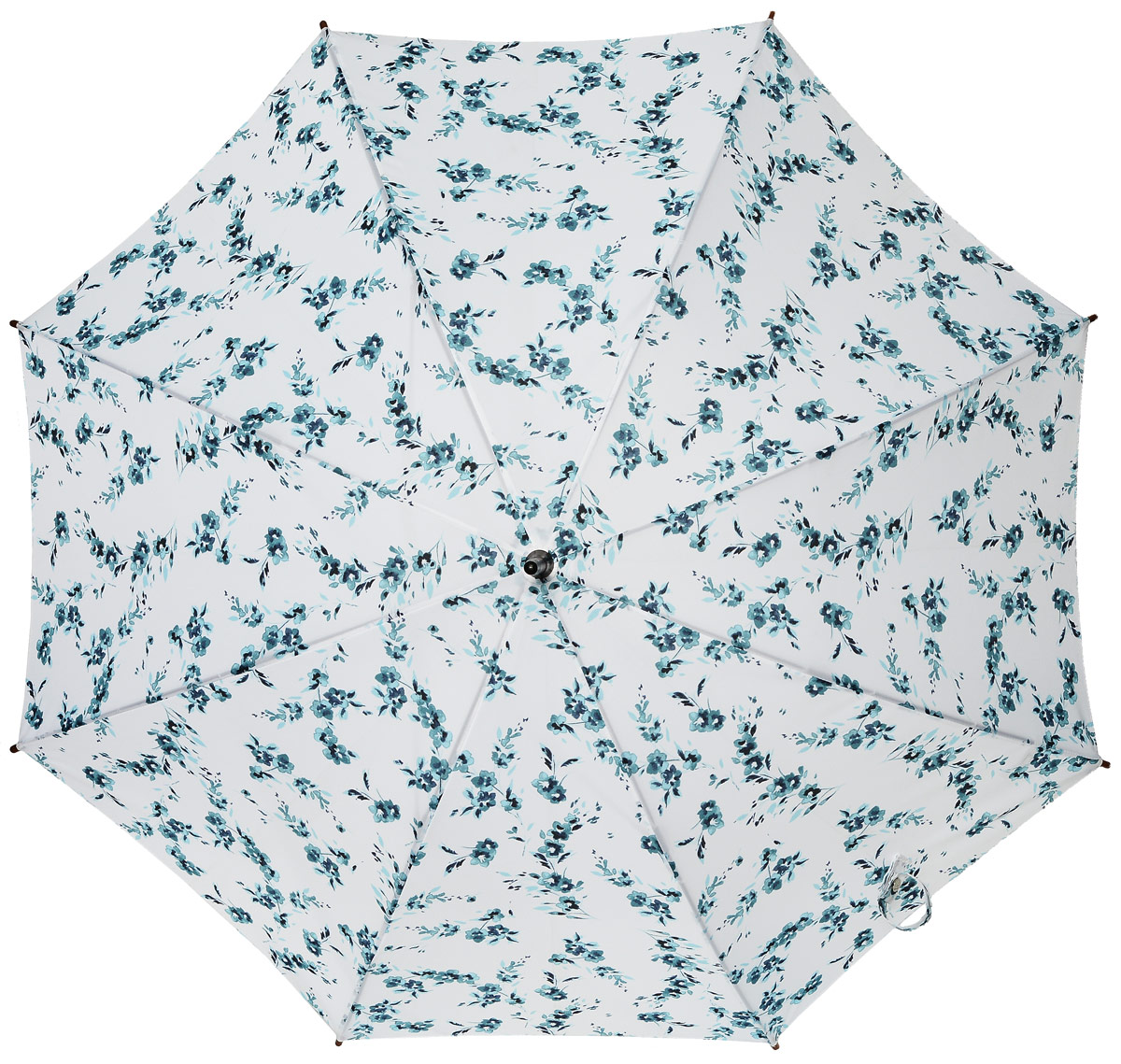 Зонт-трость женский Fulton, механический, цвет: белый, бирюзовый. L056-2768