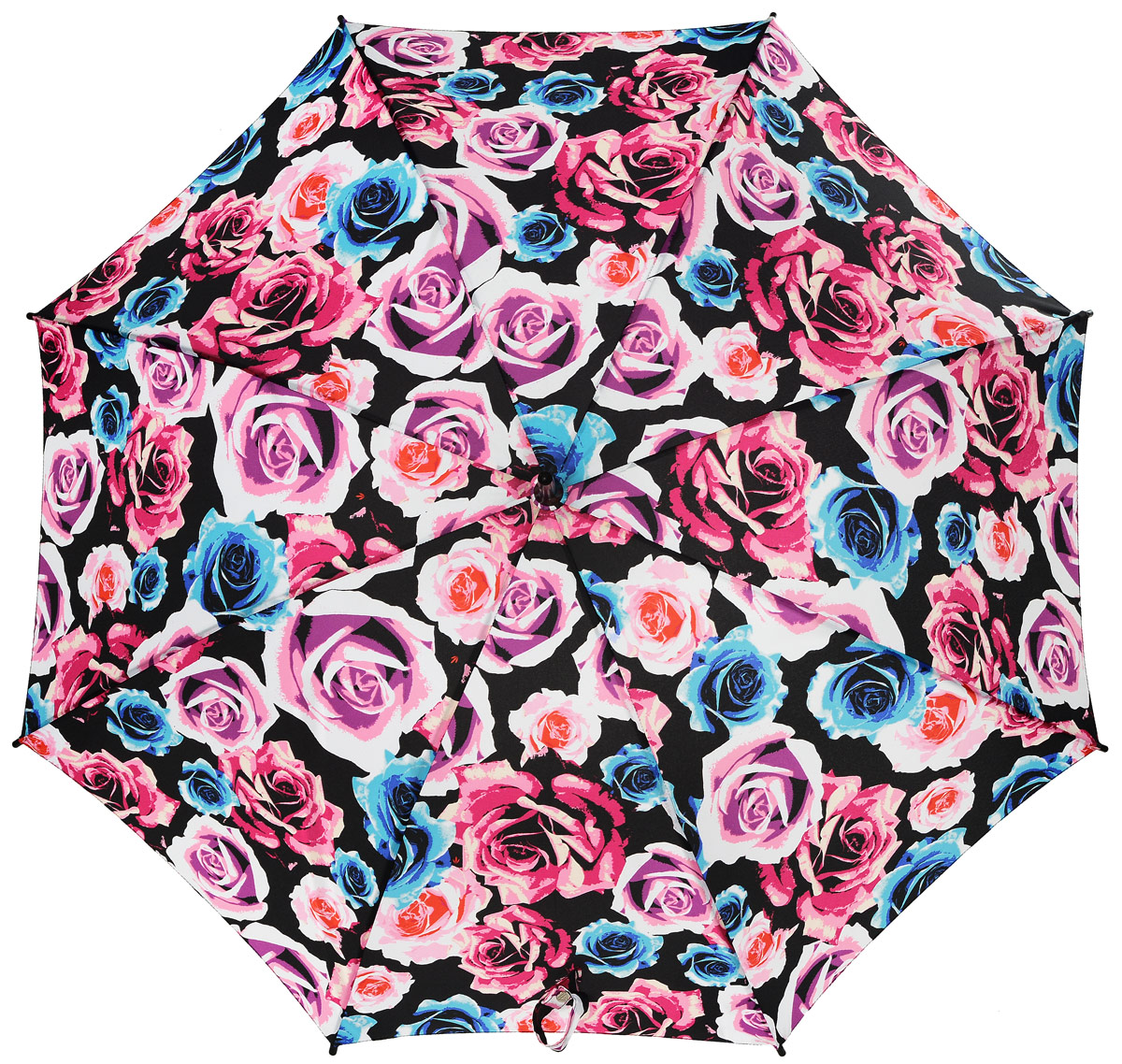 Зонт-трость женский Fulton, механический, цвет: черный, розовый. L056-3040