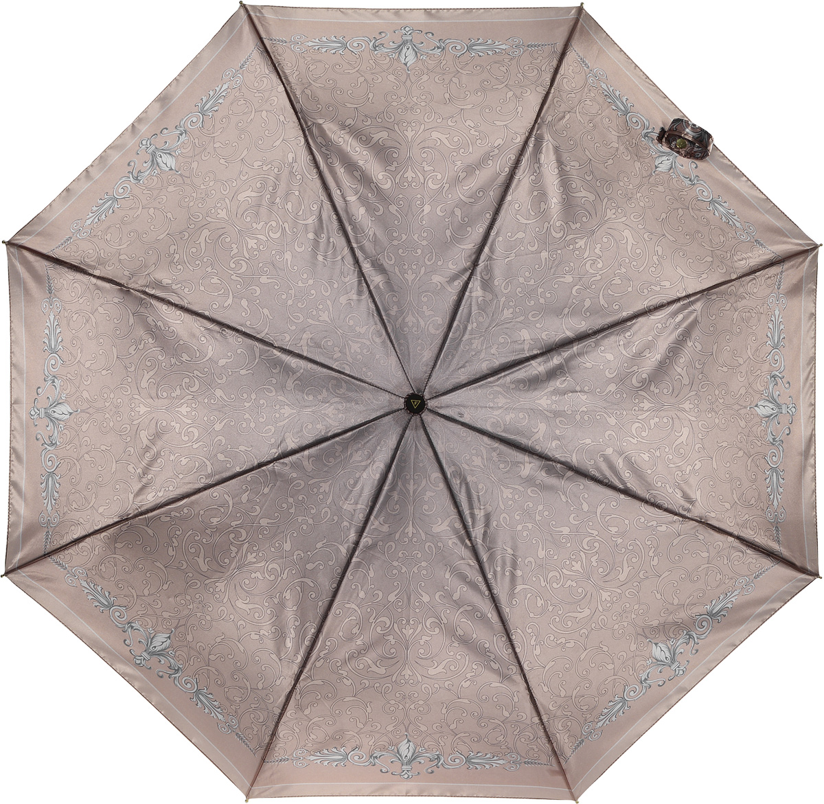 Зонт женский Fabretti, автомат, 3 сложения, цвет: серо-коричневый. L-16107-2