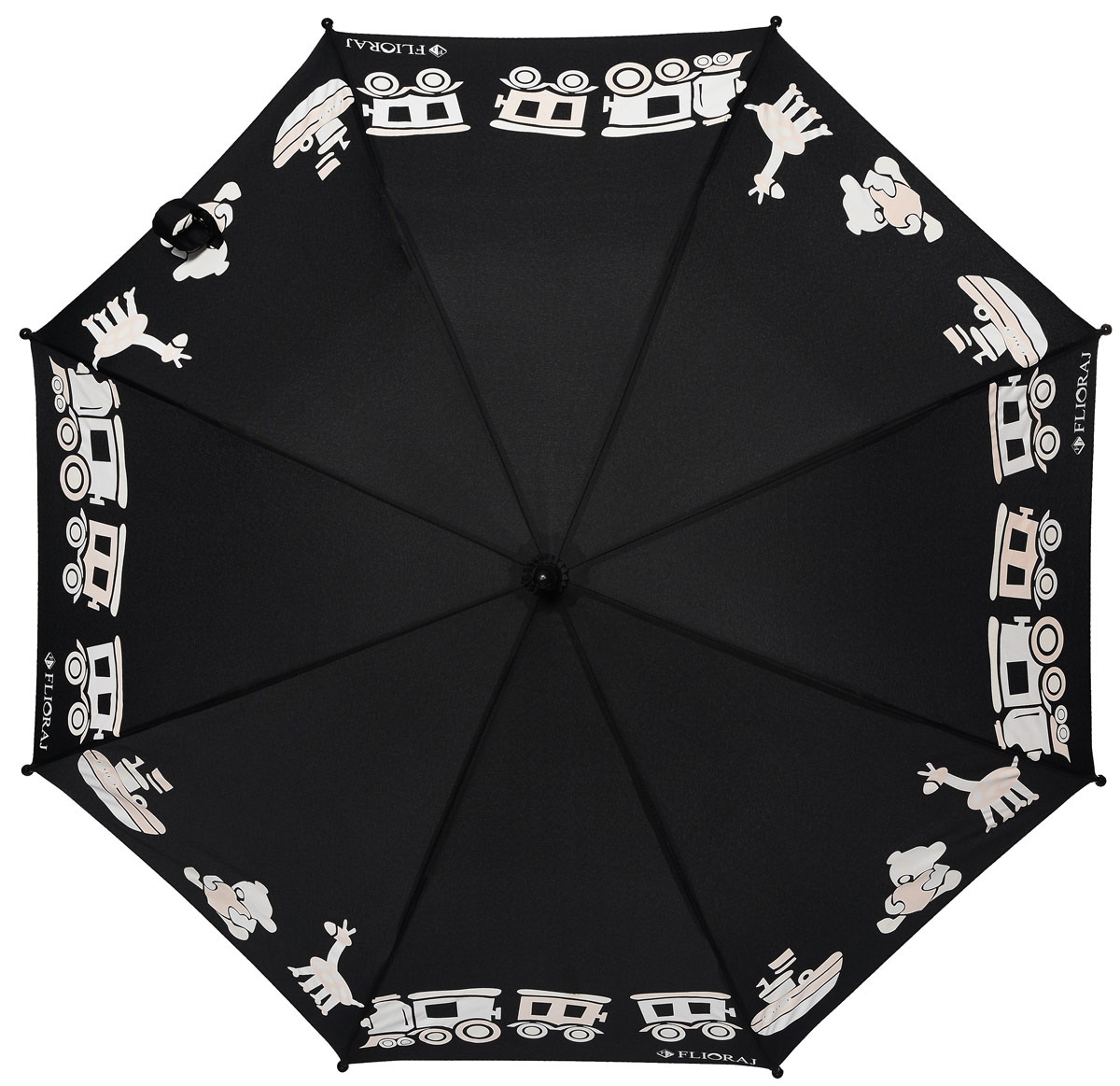 Зонт детский Flioraj, механика, трость, цвет: черный, белый. 051209