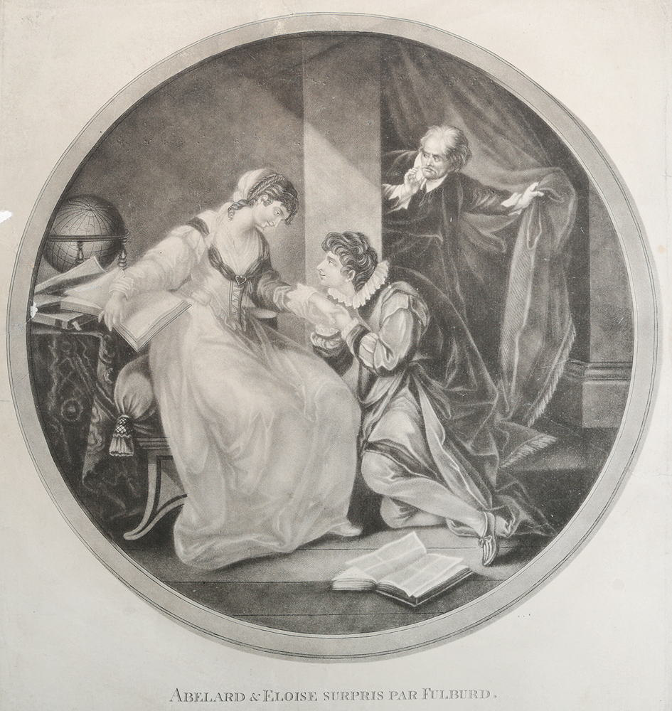 Абеляр и Элоиза. Гравюра, меццо-тинто. Западная Европа, 1750-е - 1760-е гг.
