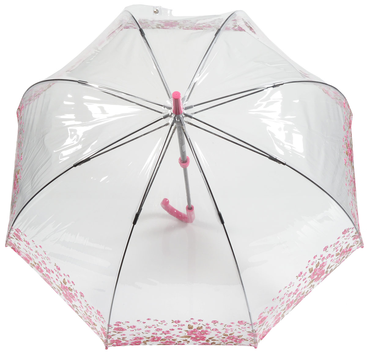 Зонт-трость женский Fulton, механический, цвет: прозрачный, розовый. L042-2643