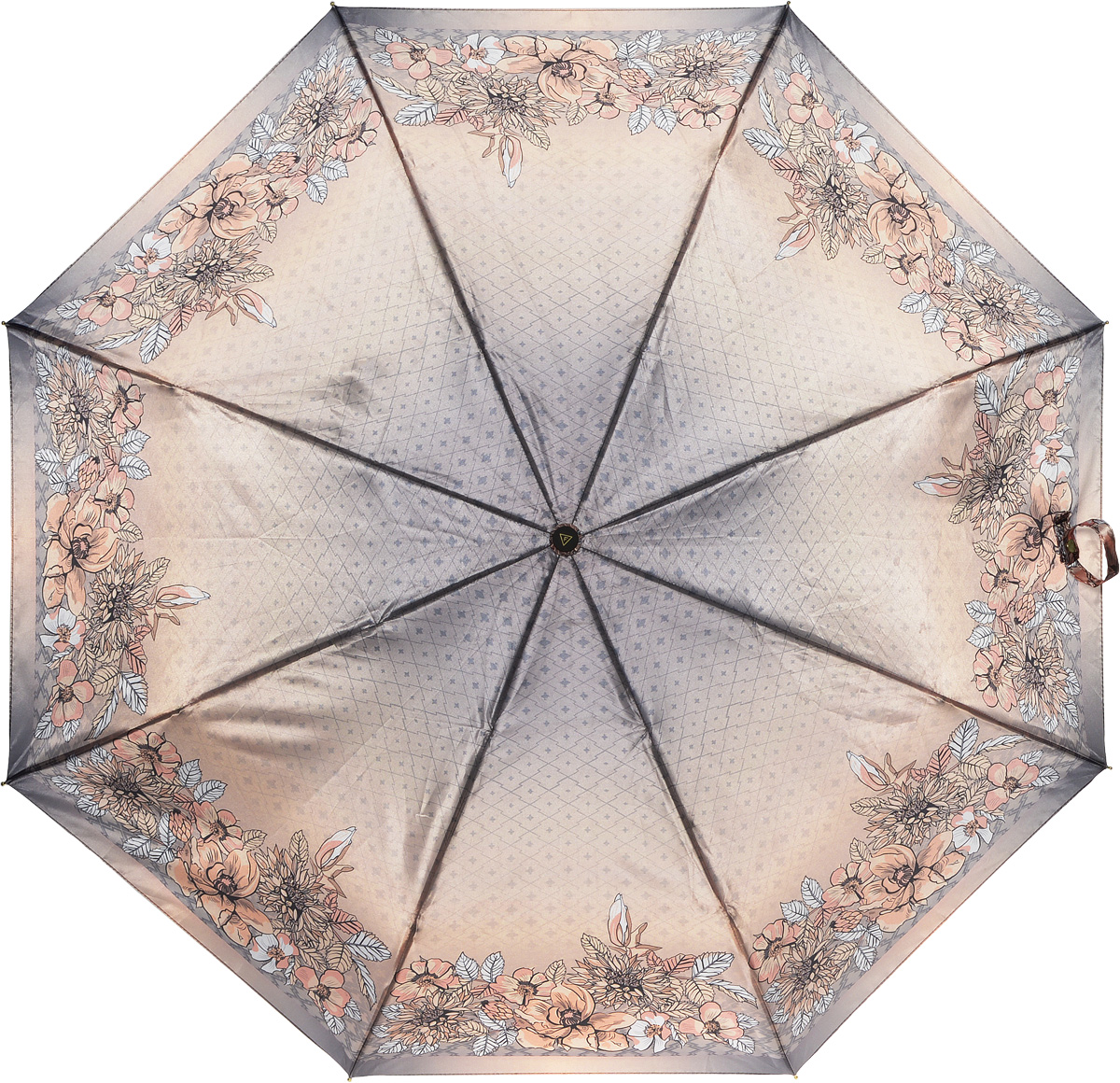 Зонт женский Fabretti, автомат, 3 сложения, цвет: серый, бежевый. L-16107-23