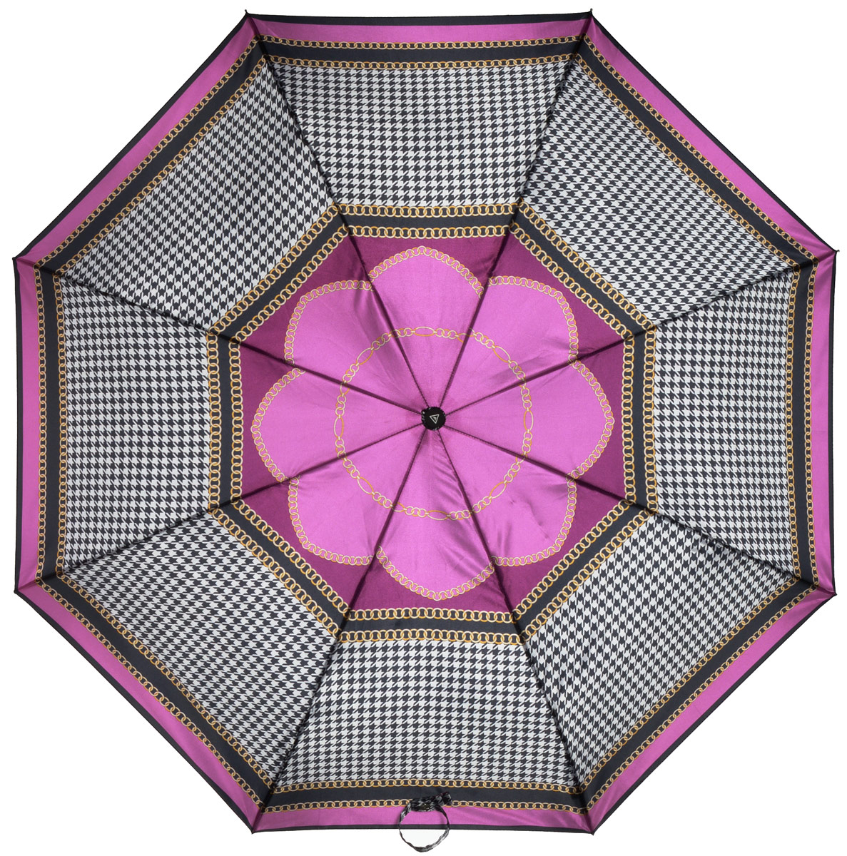Зонт женский Fabretti, автомат, 3 сложения, цвет: темно-серый, розовый. L-16106-7