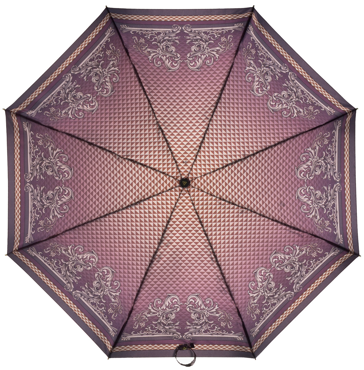 Зонт женский Fabretti, полный автомат, 3 сложения, цвет: серый, бледно-фиолетовый. S-16103-7