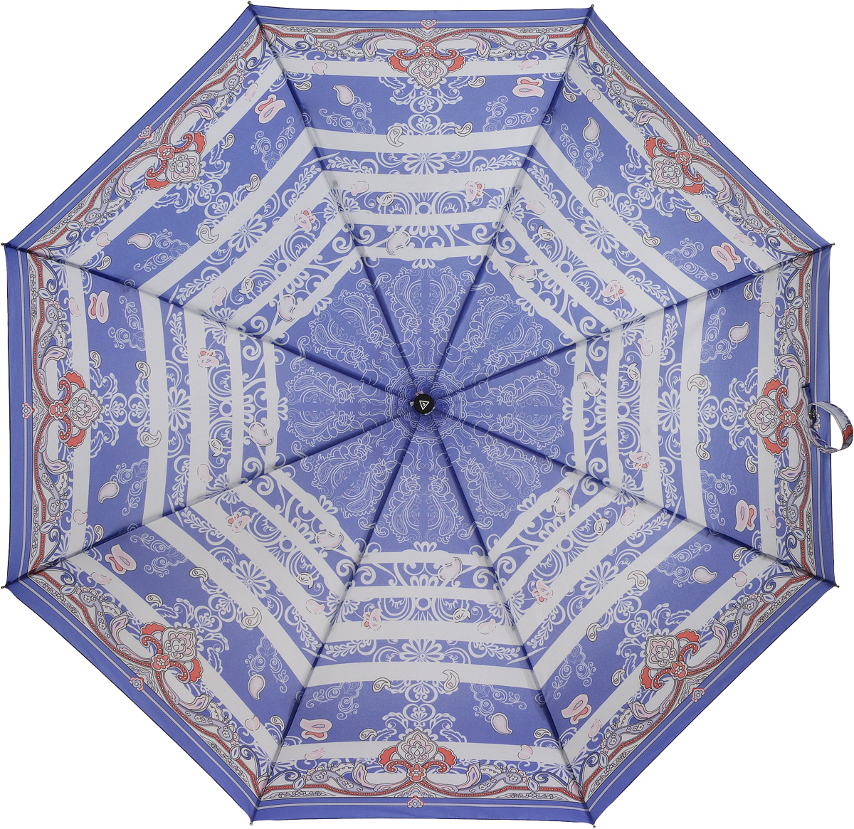 Зонт женский Fabretti, автомат, 3 сложения, цвет: белый, синий. L-16101-2