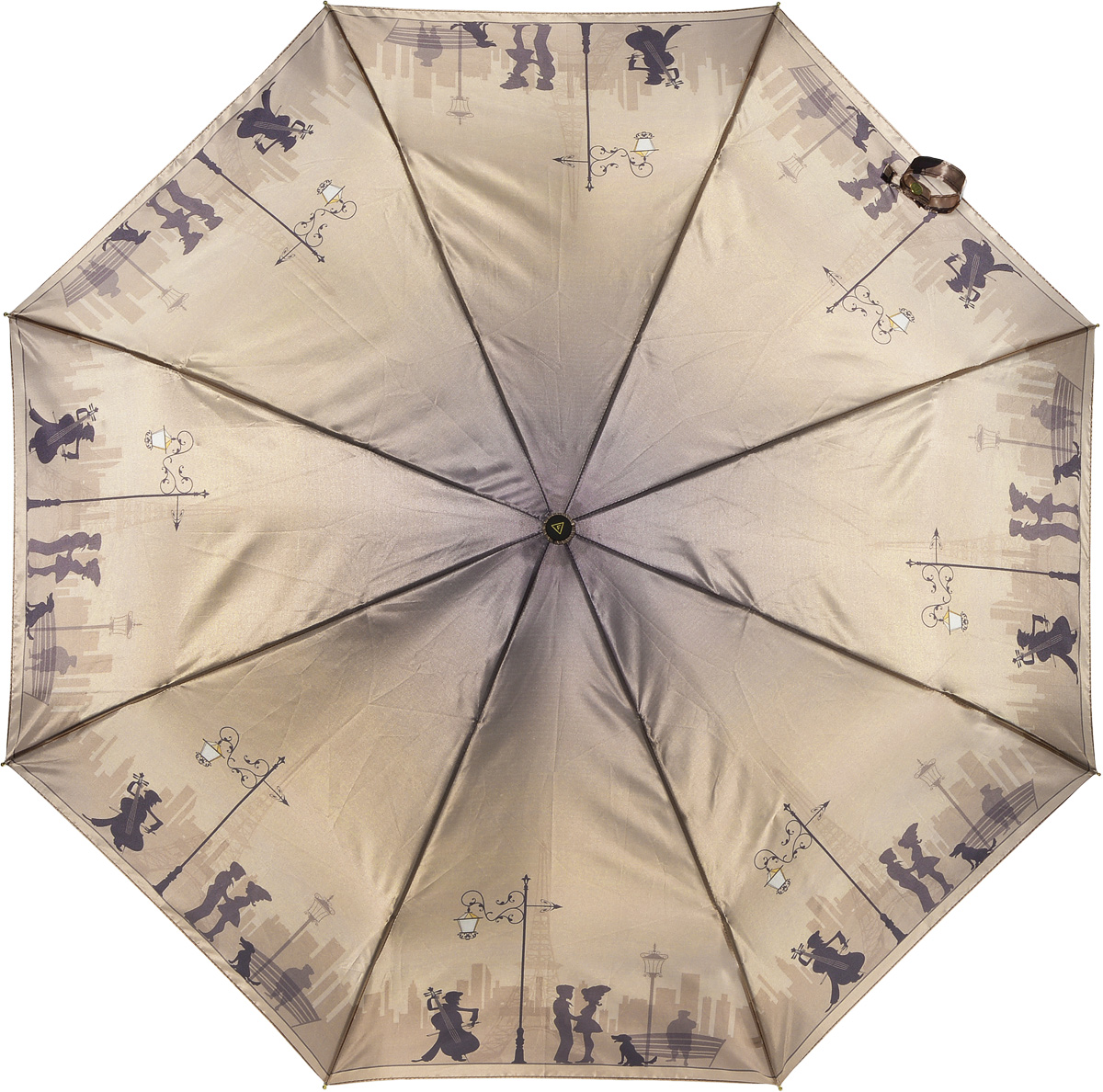 Зонт женский Fabretti, автомат, 3 сложения, цвет: бежевый, коричневый. L-16107-1