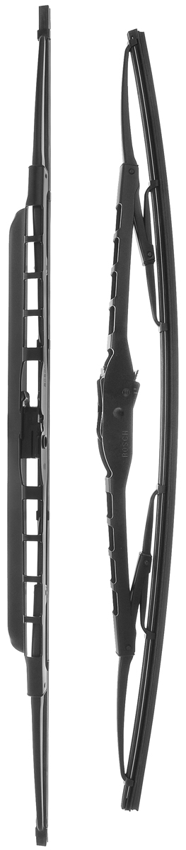 Щетка стеклоочистителя Bosch 584S, каркасная, со спойлером, длина 47,5/53 см, 2 шт3397001584 Щетка стеклоочистителя Bosch 584S, каркасная, со спойлером, длина 47,5/53 см, 2 шт3397001584Комплект Bosch 584S состоит из двух щеток разной длины, выполненных по современной технологии из высококачественных материалов. Они обеспечивают идеальную очистку стекла в любую погоду.TWIN Spoiler - серия классических каркасных щеток со спойлером от компании Bosch. Эти щетки имеют полностью металлический каркас с двойной защитой от коррозии и сверхточный профиль резинового элемента с двумя чистящими кромками. Спойлер выполнен в виде крыла, который закрывает каркас щетки от воздушного потока.Комплектация: 2 шт.Длина щеток: 47,5 см; 53 см.