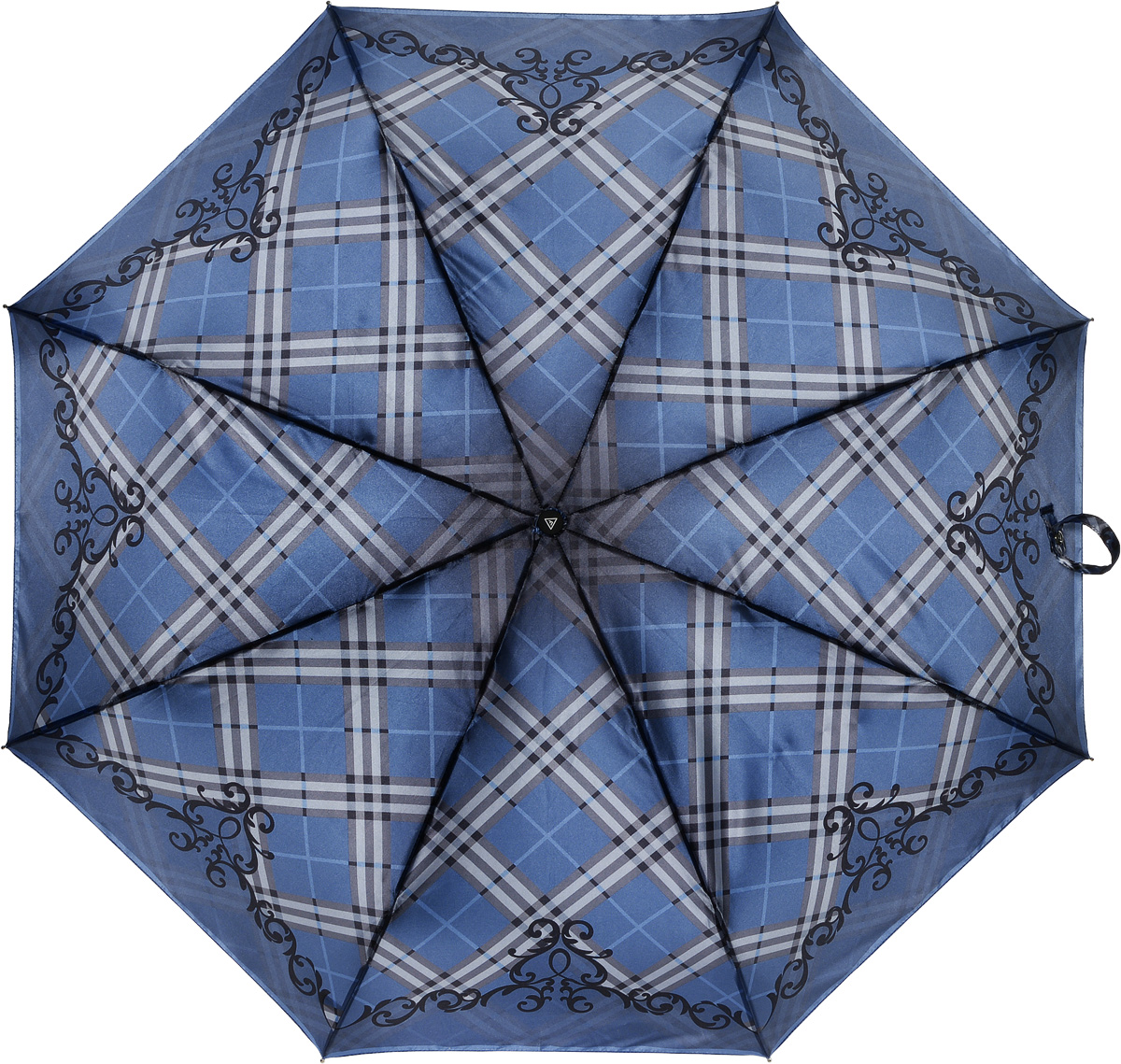 Зонт женский Fabretti, полный автомат, 3 сложения, цвет: синий, серый, черный. S-16101-9