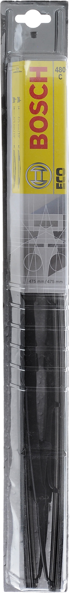 Щетка стеклоочистителя Bosch 480C, каркасная, длина 48 см, 2 шт3397005030 Щетка стеклоочистителя Bosch 480C, каркасная, длина 48 см, 2 шт3397005030Щетка Bosch 480C - функциональный стеклоочиститель с металлическими скобами, который характеризуется хорошей эффективностью очистки и качеством. Каркас щетки выполнен из металла с антикоррозийным покрытием и имеет форму, способствующую уменьшению подъемной силы на высоких скоростях. Натуральная резина щетки с графитовым напылением обеспечивает тщательность очистки. Щетка имеет крепление крючок. Быстрый монтаж, благодаря предварительно установленному универсальному адаптеру Quick Clip.Комплектация: 2 шт.