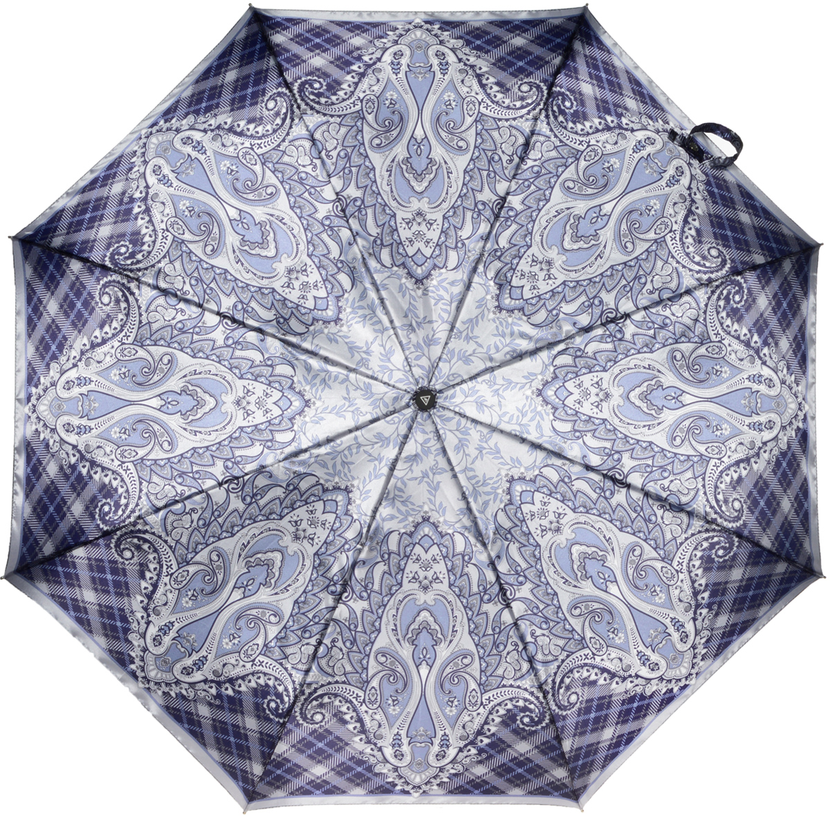 Зонт женский Fabretti, полный автомат, 3 сложения, цвет: серый, синий, голубой. S-16100-1