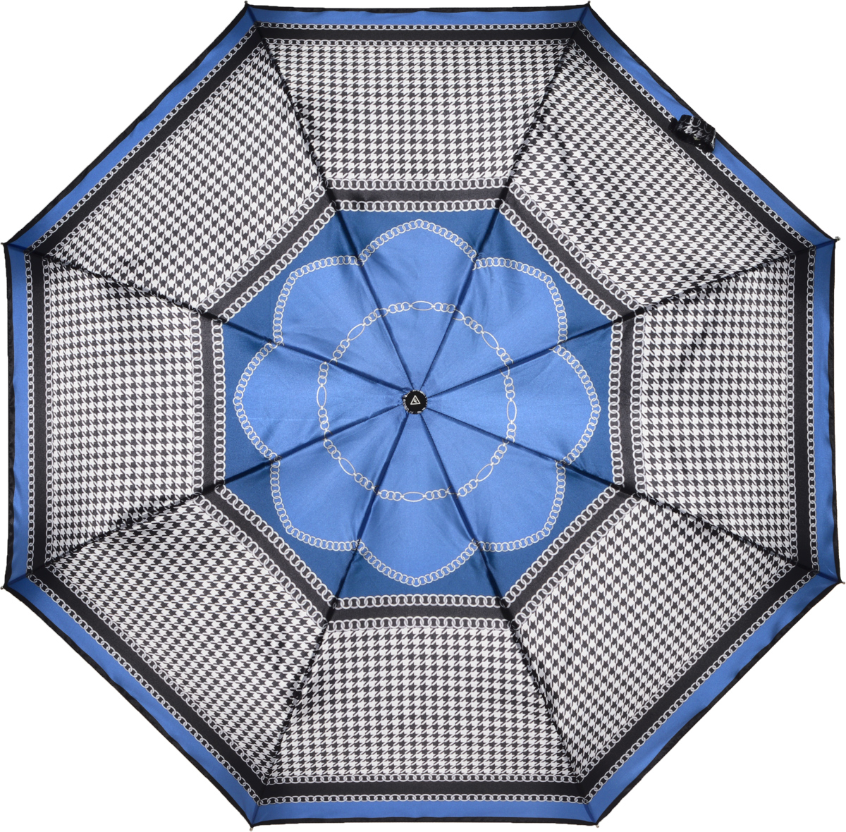Зонт женский Fabretti, автомат, 3 сложения, цвет: синий, черный. L-16106-11