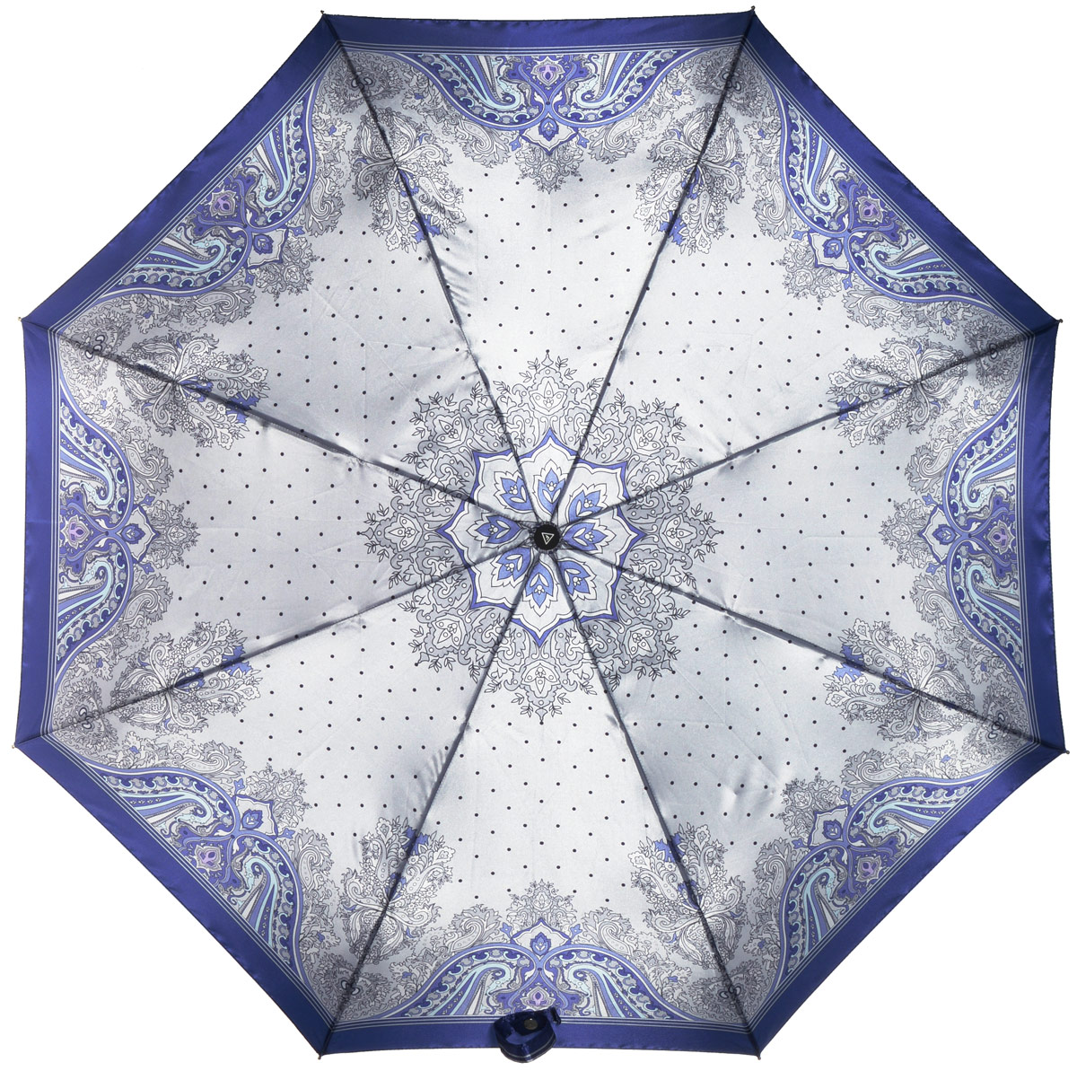 Зонт женский Fabretti, автомат, 3 сложения, цвет: синий, серый. L-16104-4