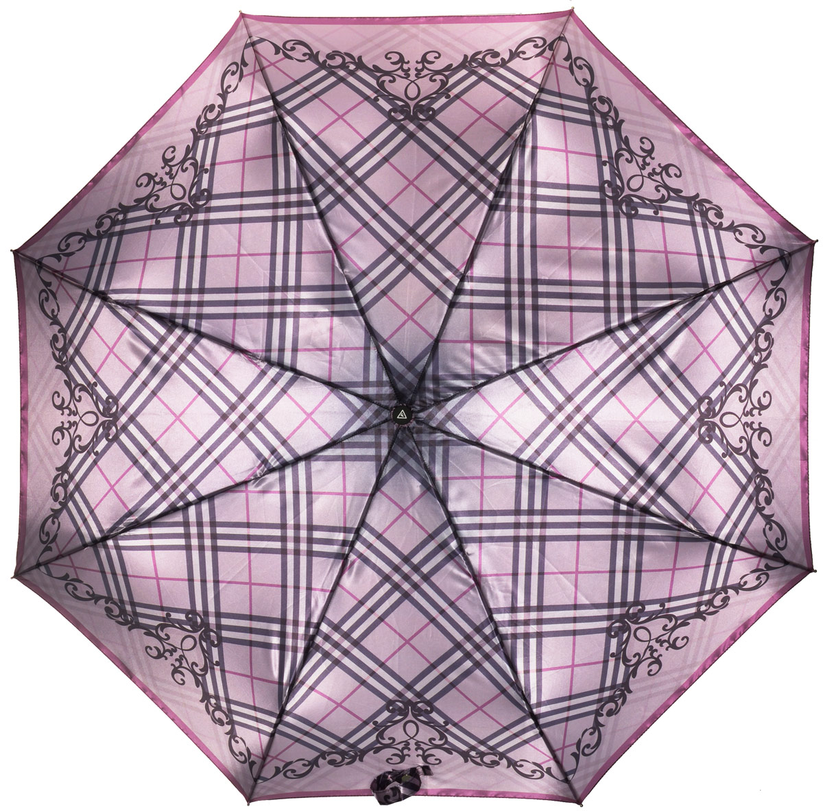 Зонт женский Fabretti, автомат, 3 сложения, цвет: лиловый, серый. L-16106-8