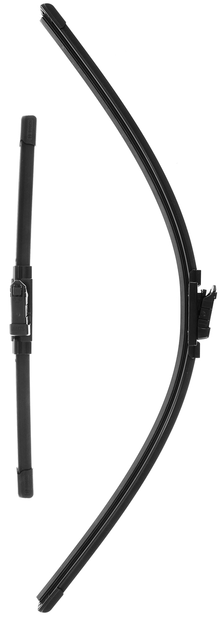 Щетка стеклоочистителя Bosch A557S, бескаркасная, со спойлером, длина 70/40 см, 2 шт3397007557 Щетка стеклоочистителя Bosch A557S, бескаркасная, со спойлером, длина 70/40 см, 2 шт3397007557Комплект Bosch A557S состоит из двух бескаркасных щеток разного размера. Щетки выполнены по современной технологии из высококачественных материалов и предназначены для установки на переднее стекло автомобиля. Отличаются высоким качеством исполнения и оптимально подходят для замены оригинальных щеток, установленных на конвейере. Обеспечивают качественную очистку стекла в любую погоду.Комплектация: 2 шт. AEROTWIN - серия бескаркасных щеток компании Bosch. Щетки имеют встроенный аэродинамический спойлер, что делает их эффективными на высоких скоростях, и изготавливаются из многокомпонентной резины с применением натурального каучука.