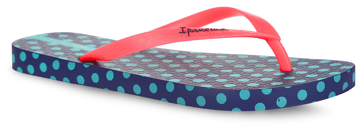 Сланцы женские Ipanema Unique IV Fem, цвет: темно-синий, бирюзовый, неоновый кораллово-розовый. 81773-24095. Размер BRA 35 (36)81773-24095 Сланцы женские Ipanema Unique IV Fem, цвет: темно-синий, бирюзовый, неоновый кораллово-розовый. 81773-24095. Размер BRA 35 (36)81773-24095Стильные женские сланцы Unique IV Fem от Ipanema очаруют вас с первого взгляда. Модель полностью выполнена из поливинилхлорида и оформлена на ремешке названием бренда. Верхняя поверхность подошвы у одного сланца оформлена изображение собаки, принтом в полоску и принтом в горох, у второго - принтом в горох. Ремешки с перемычкой гарантируют надежную фиксацию модели на ноге. Рифление на верхней поверхности подошвы предотвращает выскальзывание ноги. Рельефное основание подошвы обеспечивает уверенное сцепление с любой поверхностью. Удобные сланцы прекрасно подойдут для похода в бассейн или на пляж.