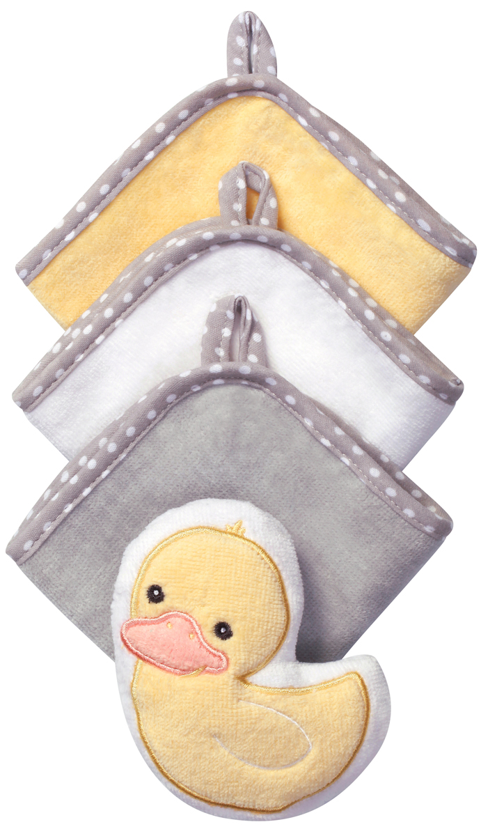 BabyOno Набор для купания Утка143 duck BabyOno Набор для купания Утка143 duckНабор для купания BabyOno Утка включает в себя 3 моющие рукавиц велюр и губку в виде зверюшки. Такой набор будет незаменим уже с первого купания. Идеален для купания ребёнка, а также для ежедневного ухода, в том числе для мытья рук и лица в течение дня. Набор изготовлен из высококачественного пушистого 100% хлопка, благодаря чему не раздражает нежную кожу ребёнка.
