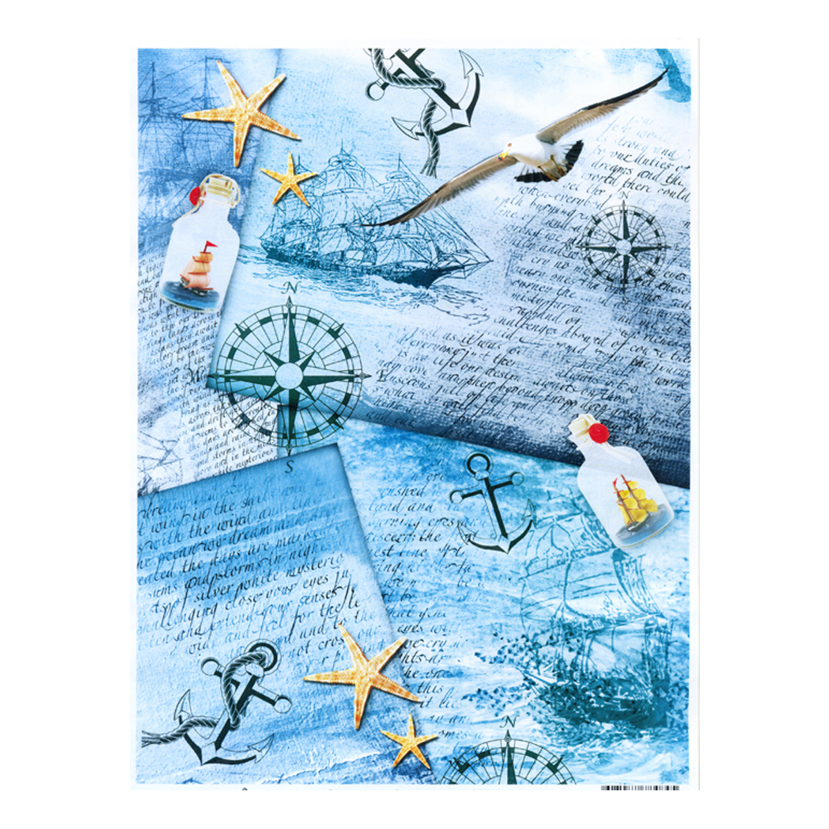 Декупажная карта Freedecor Дневник моряка, 21 х 29,7 см685686_3034дневникморяка Декупажная карта Freedecor Дневник моряка, 21 х 29,7 см685686_3034дневникморякаПреимущество декупажных карт заключается в том, что при наклеивании на поверхность декорируемого предмета они лучше прилегают, не дают складок, не разрываются и не выгорают со временем, в отличие от салфеток и другого материала, используемого в данной технике декорирования.Декорируем предмет с помощью декупажной карты:Возьмите декупажную карту и вырежте из нее нужный мотив.Прикрепите его к поверхности при помощи пальцев, смоченных в клее, либо при помощи вспомогательных предметов – валика, губки и т.д.Аккуратно разровняйте приклеенный рисунок от центра к краям, выгоняя пузырьки воздуха.При желании дополните картинку рисунками из краски или примените эффект старины.Закрепите готовый мотив с помощью специального лака.Плотность: 70 г/м2.