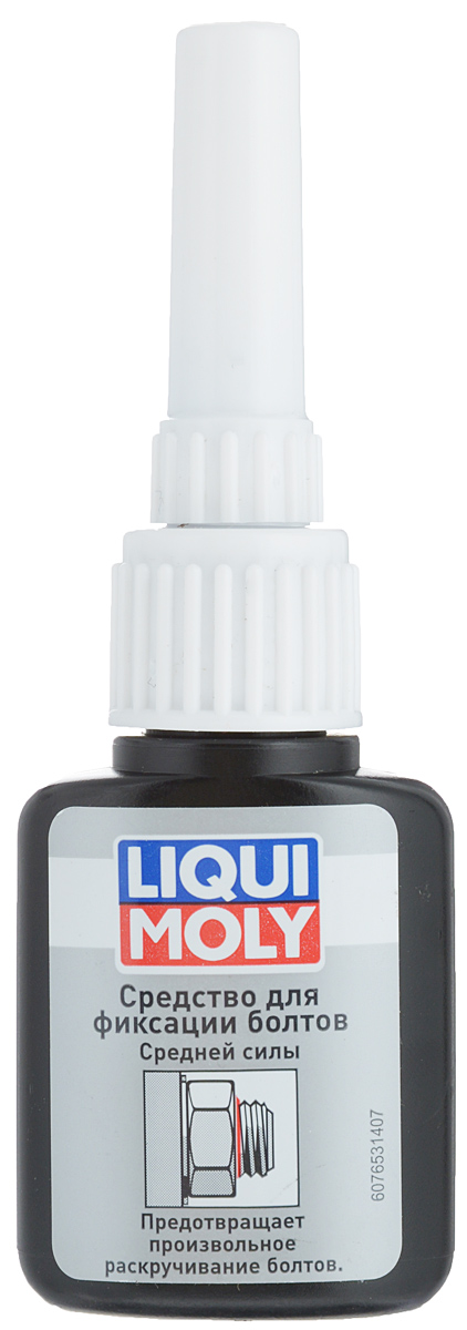 Средство для фиксации болтов Liqui Moly, средняя фиксация, 10 млRC-100BWC Средство для фиксации болтов Liqui Moly, средняя фиксация, 10 млRC-100BWCСредство для фиксации болтов Liqui Molyприменяется для предотвращения самоотвинчиваниякрепежа из-за повышенных нагрузок и вибрации, а такжедля герметизации резьбы или тонких зазоров и длязащиты от коррозии. Подходит для любых резьбовыхсоединений двигателя, трансмиссии, ходовой частиавтомобилей, мотоциклов, силовой техники и впромышленности. Работает в том числе назамасленных поверхностях.Время полного отверждения на чистой стали около 12часов. Время начала полимеризации 10-15 минут.Состав: метакрилат эстер, сополимер изобутилметакрилат, гидропероксид, высокодисперснаякремневая кислота, сложные эфиры фталевой кислоты.Максимальный размер резьбы: М36.