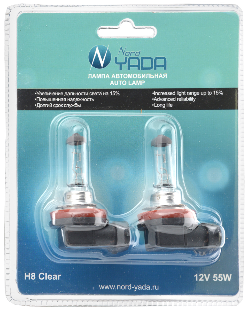 Лампа галогеновая Nord Yada H8, 12V, 35W, 2 шт902141 Лампа галогеновая Nord Yada H8, 12V, 35W, 2 шт902141Галогеновые лампы Nord Yada H8 - источники света, у которых светящим элементом является вольфрамовая спираль. У ламп есть большой запас срока службы. Способны выдержать большое количество включений и выключений. Питание: 12 В.Номинальная мощность: 35 Вт.В комплекте 2 лампы.