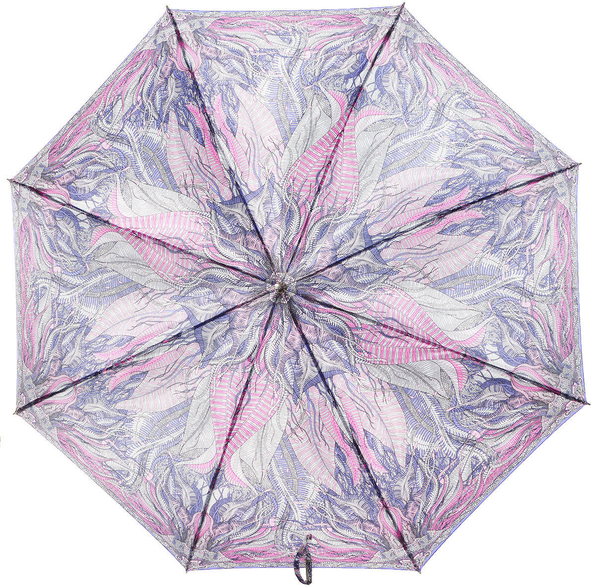 Зонт-трость женский Eleganzza, полуавтомат, цвет: светло-лиловый. T-06-0250