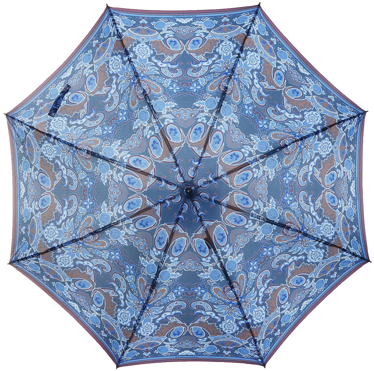 Зонт-трость женский Eleganzza, полуавтомат, цвет: синий. T-06-0267