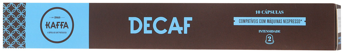 Kaffa Decaf Крепость 2 кофе в капсулах, 10 шт5600293004300 Kaffa Decaf Крепость 2 кофе в капсулах, 10 шт5600293004300Kaffa Decaf без кофеина получается за счет применения натуральной декофеинизации (удаления кофеина из кофейных зерен) без использования какой-либо химической добавки. Отличается кислотностью и ароматами, типичными для сорта Арабика. Позволит вам получить настоящий Espresso!