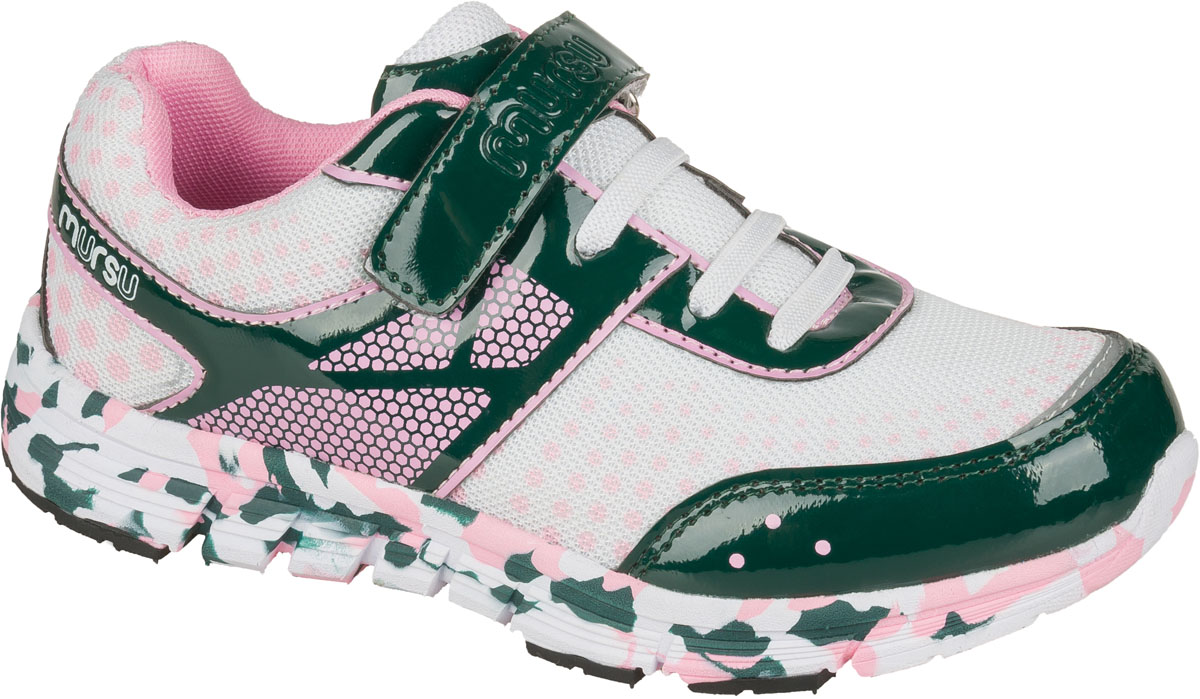 Кроссовки для девочки Mursu, цвет: темно-серый, розовый, белый. 200473. Размер 32