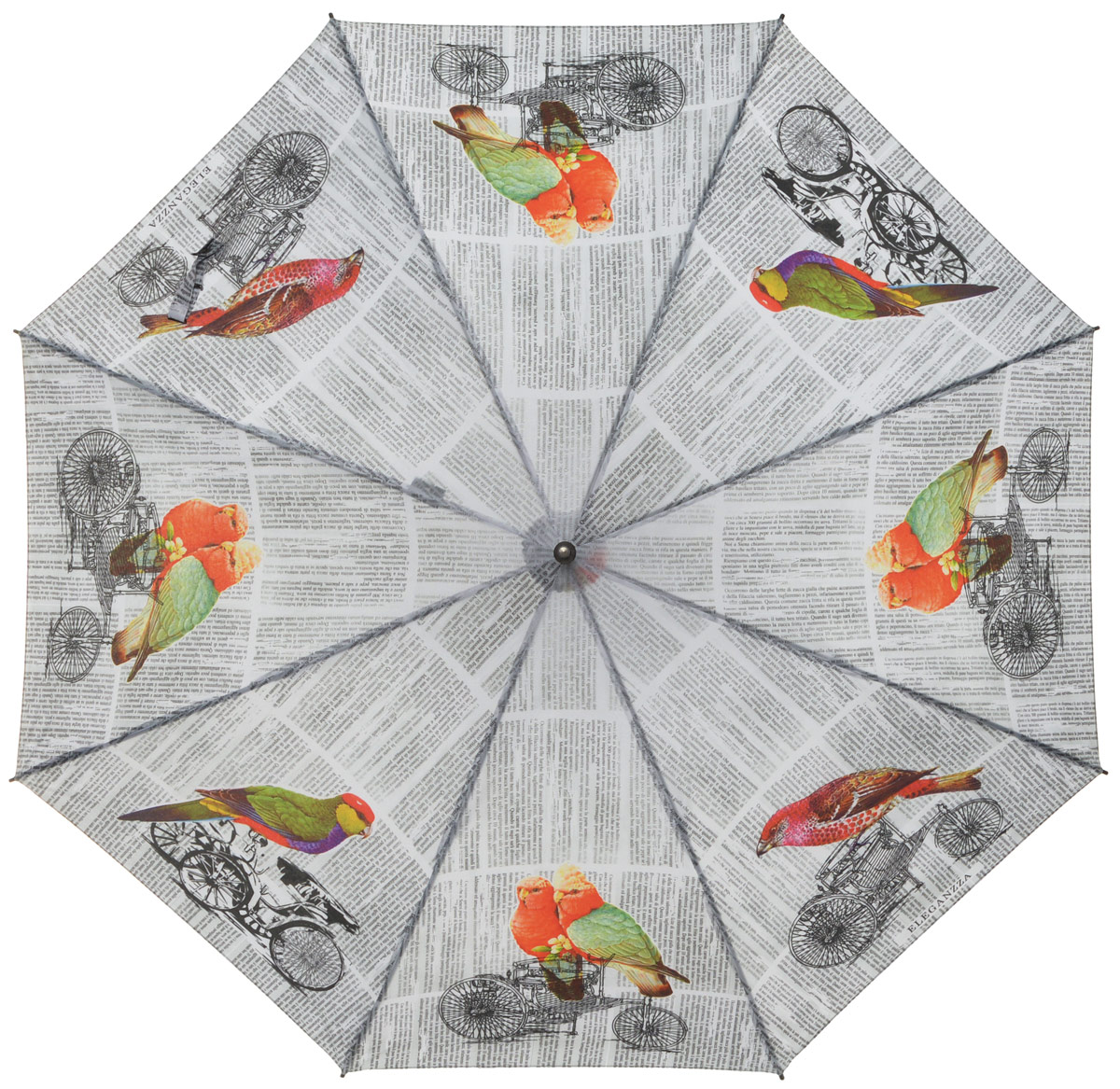 Зонт-трость женский Eleganzza, полуавтомат, цвет: белый, мультиколор. T-06-0239