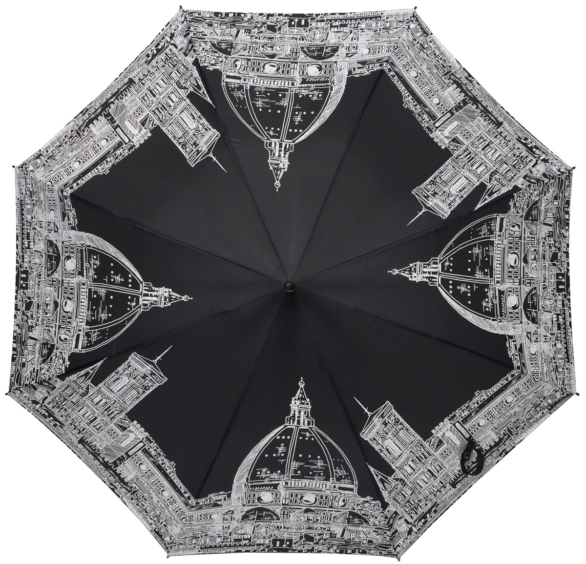 Зонт-трость женский Eleganzza, полуавтомат, цвет: черный, белый. T-05-0200