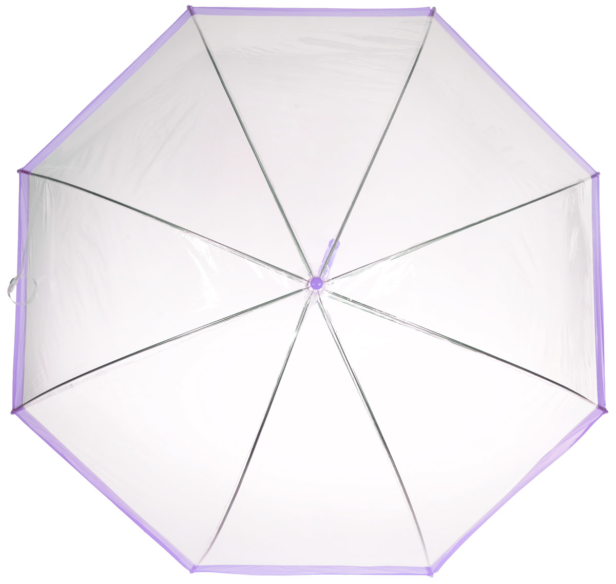 Зонт-трость женский Эврика, механика, цвет: прозрачный, сиреневый. 94864
